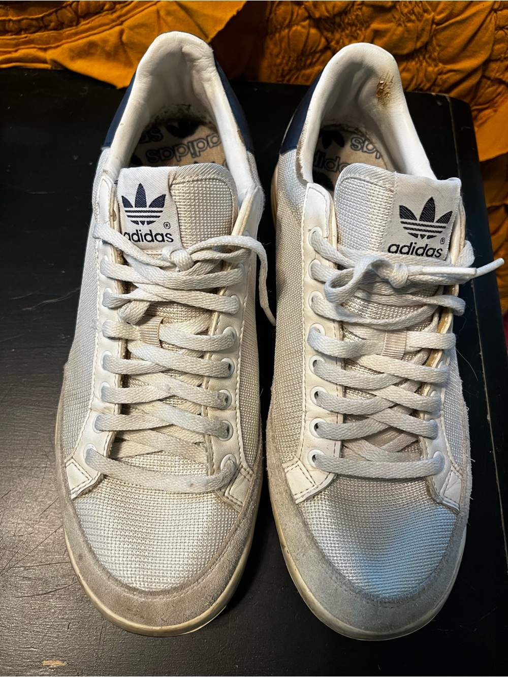 adidas White Low-Top Sneakers with Navy Logos